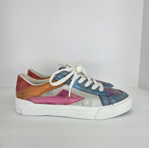 Blowfish Malibu Willa Sneakers Silver Reflect Lace Up Casual Women's Size 6.5 - Picture 7 of 12